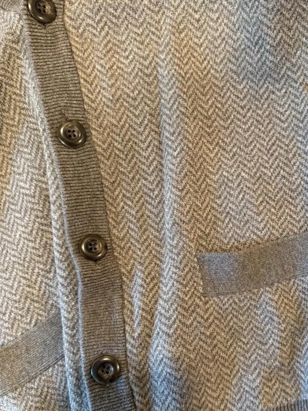 Merona Men's Gray Herringbone Button-Front Cardigan